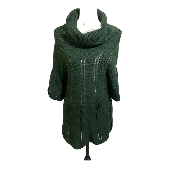 BCBG maxazria merino blend sweater cowl neck knit front kangaroo pockets Small - Picture 9 of 10